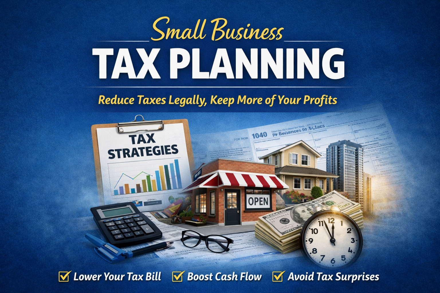 Small business tax planning strategies to reduce taxes legally for business owners and real estate investors