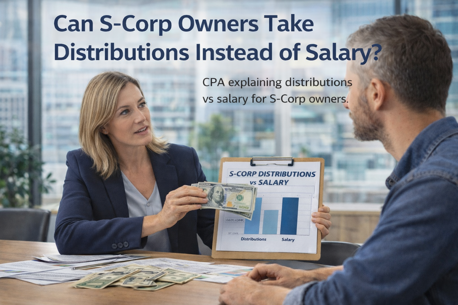 CPA explaining the difference between S-Corp distributions and salary to a business owner