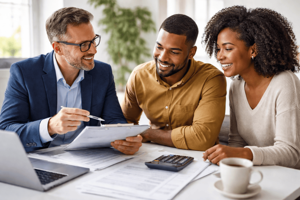 CPA helping clients review tax return during tax season consultation