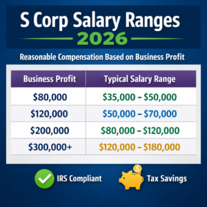 chart showing s corp salary ranges based on profit and reasonable compensation guidelines for business owners